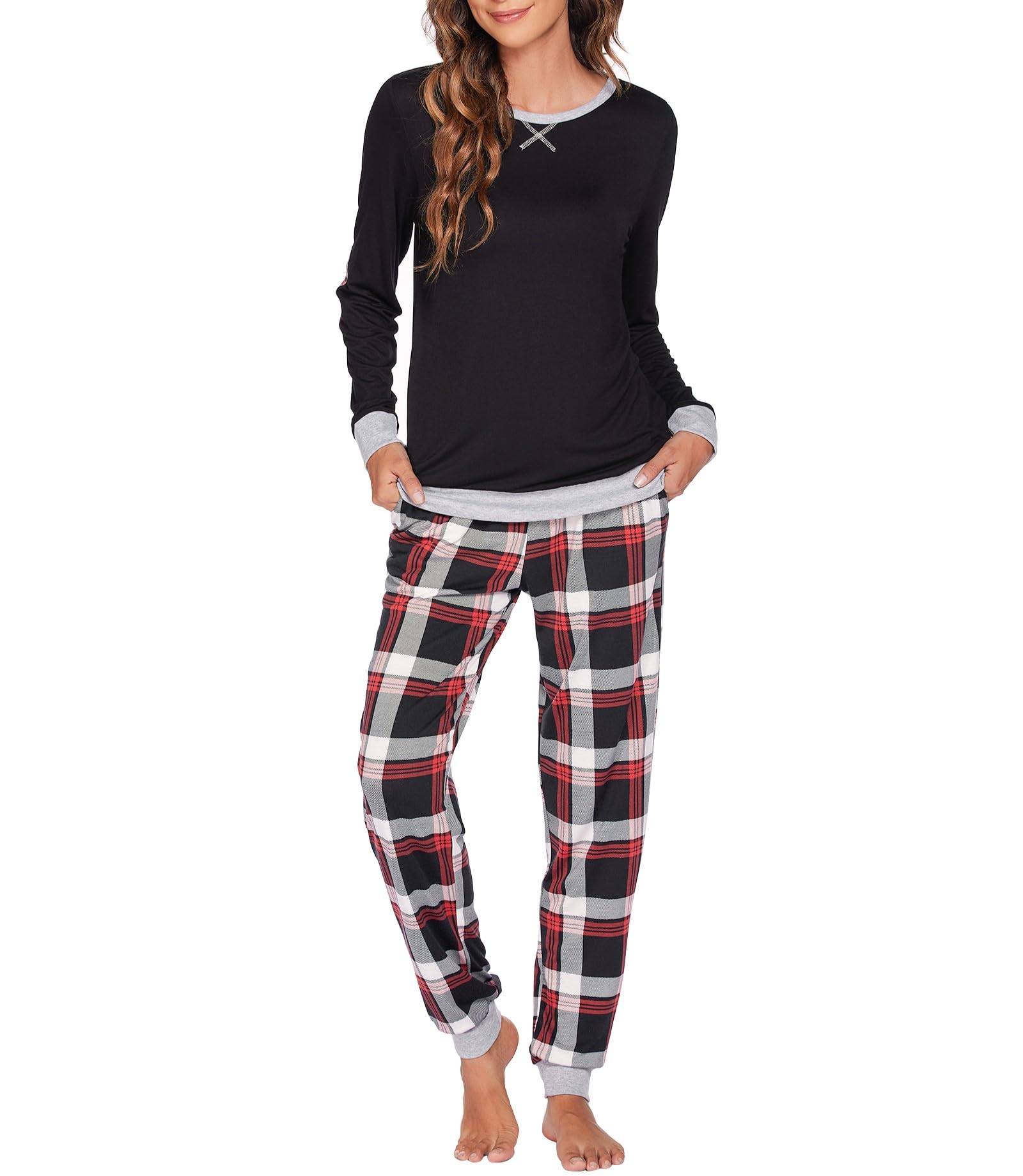 UNibelle Pigiami Donna Lungo Invernale Pigiami Manica Lunga Pigiami Sleepwear Set S-XXL