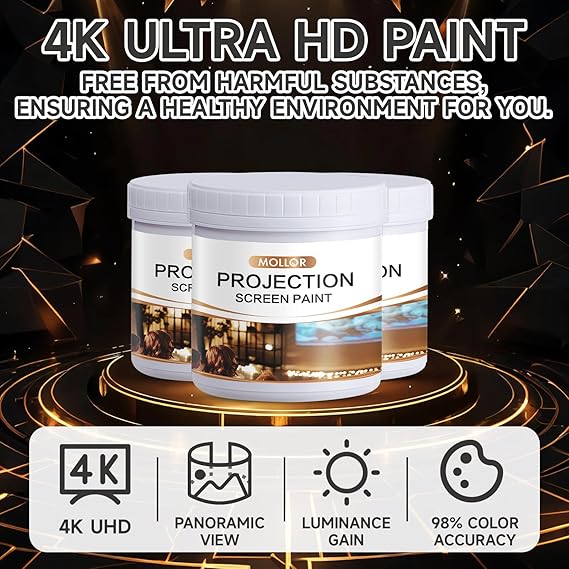 Projector Screen Paint | Single-Coat Short Throw Projector Screen Paint For Picture Perfect 1080 HD and 4K UHD Clarity | Ideal For At-Home Indoor Use | Digital Theater White - 32 Fl Oz