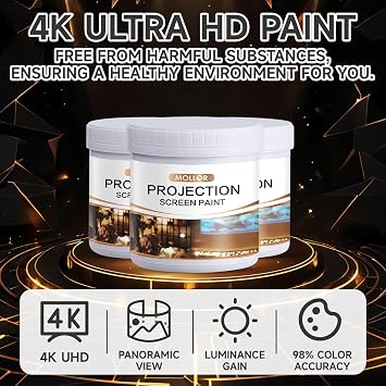 Projector Screen Paint | Single-Coat Short Throw Projector Screen Paint For Picture Perfect 1080 HD and 4K UHD Clarity | Ideal For At-Home Indoor Use | Digital Theater White - 32 Fl Oz