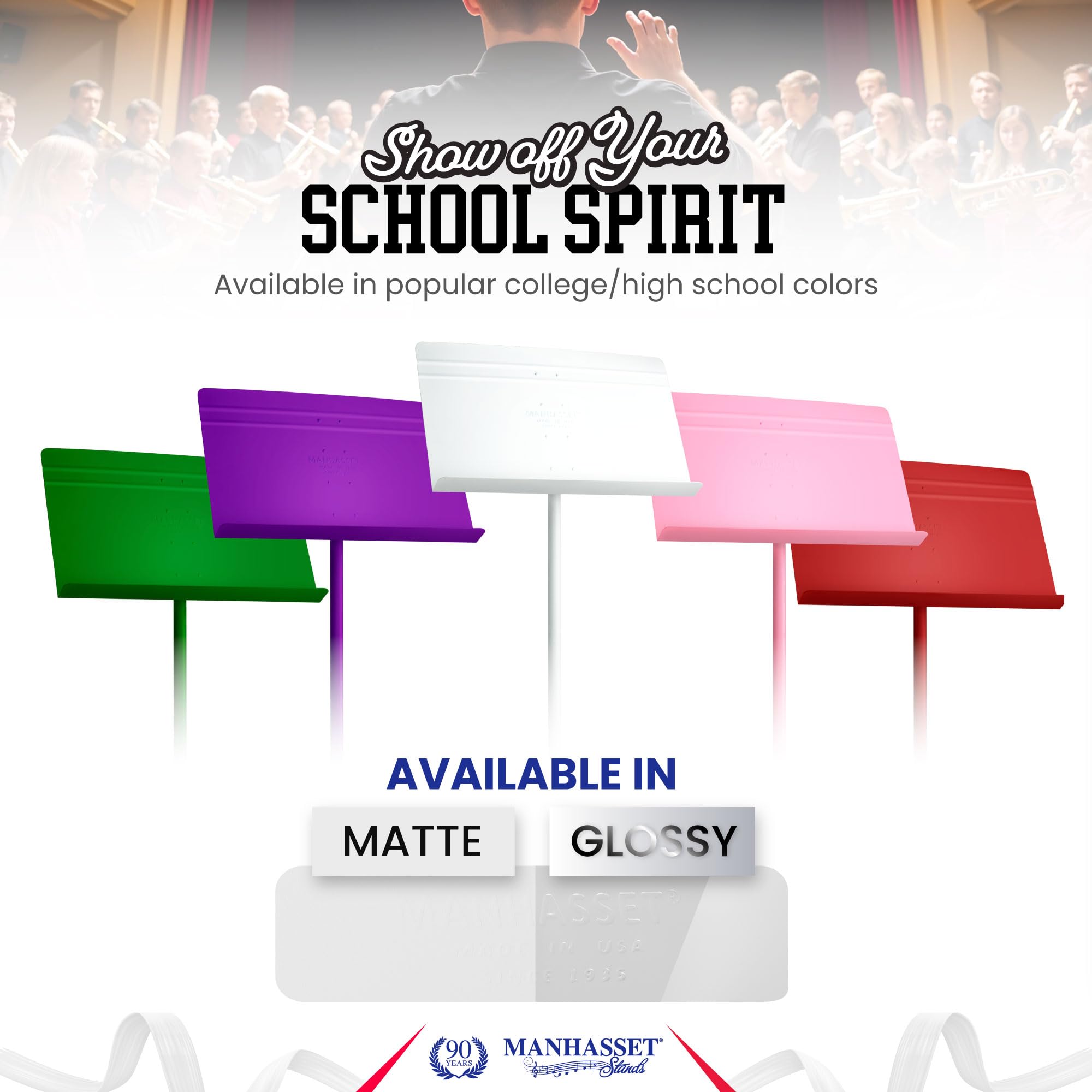 Manhasset Symphony Notenpult (weiß, matt) 4801-MWH | Langlebiger, langlebiger Manhasset Ständer, verstellbare Höhe, 50,8 x 30,5 cm Schreibtisch, Klassenzimmer, Orchester und Band