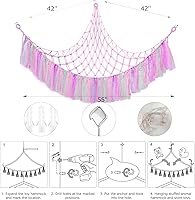 Vista 7 de Hamaca de red bohemia de almacenamiento de animales de peluche de macramé para animales de peluche con red ligera para mascotas para animales