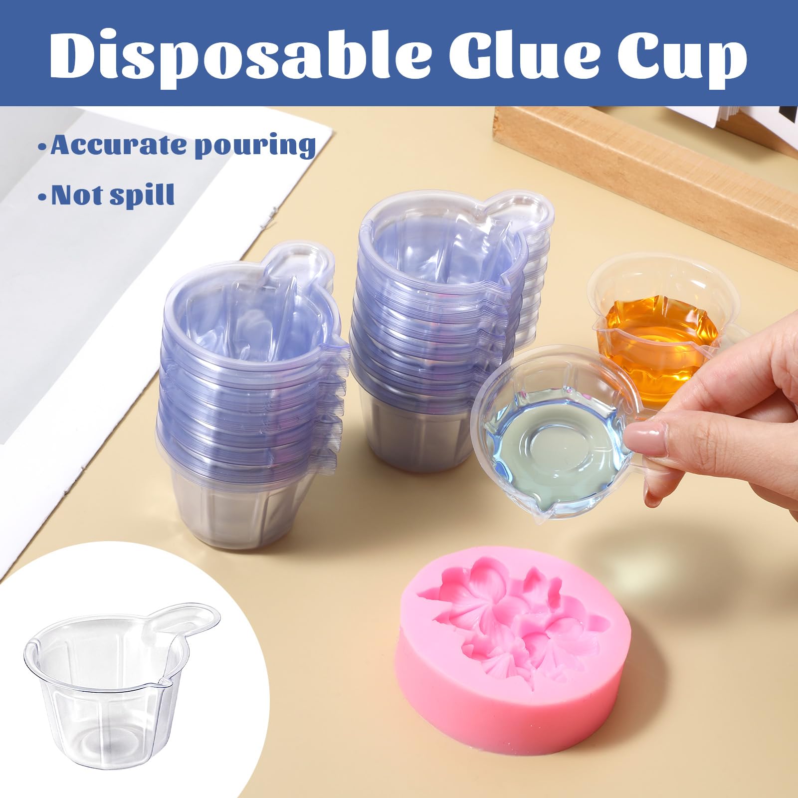 150 vasos medidores desechables de plástico, vasos de mezcla, vasos medidores, vasos medidores, vasos pequeños transparentes, vasos de plástico, vasos de color, para mezclar con epoxi (40 ml)