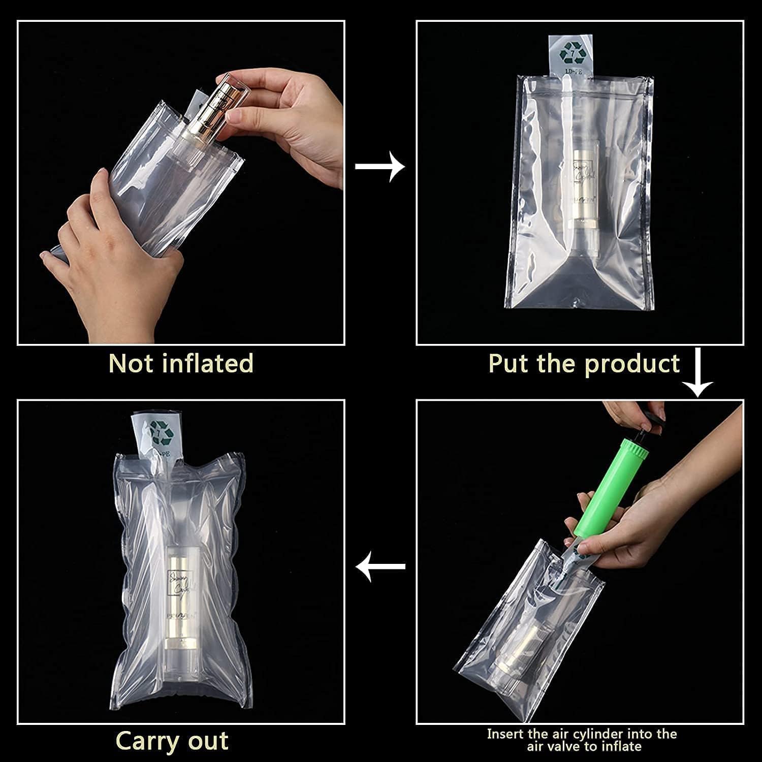 Miupoo Imballaggio Air Bag, plastica trasparente gonfiabile Air Packaging Protector Bag con cuscino pompa gratuito, cuscino d'aria blocco sacchetto di imballaggio, 20x20cm/8x8 pollici, 50 pezzi