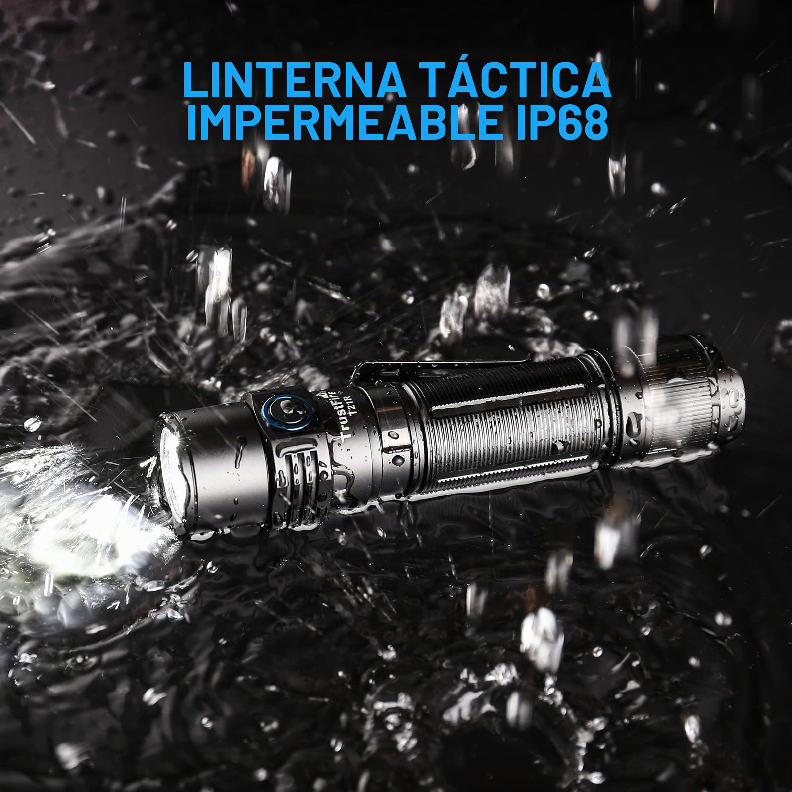 TrustFire T21R LED Linterna 2600 Lúmenes, Linterna Táctica Militar Caza Profesional Super Brillante Potente con Batería y USB Tipo-C Recargable - 4 Modos con 1 Modo Estroboscópico