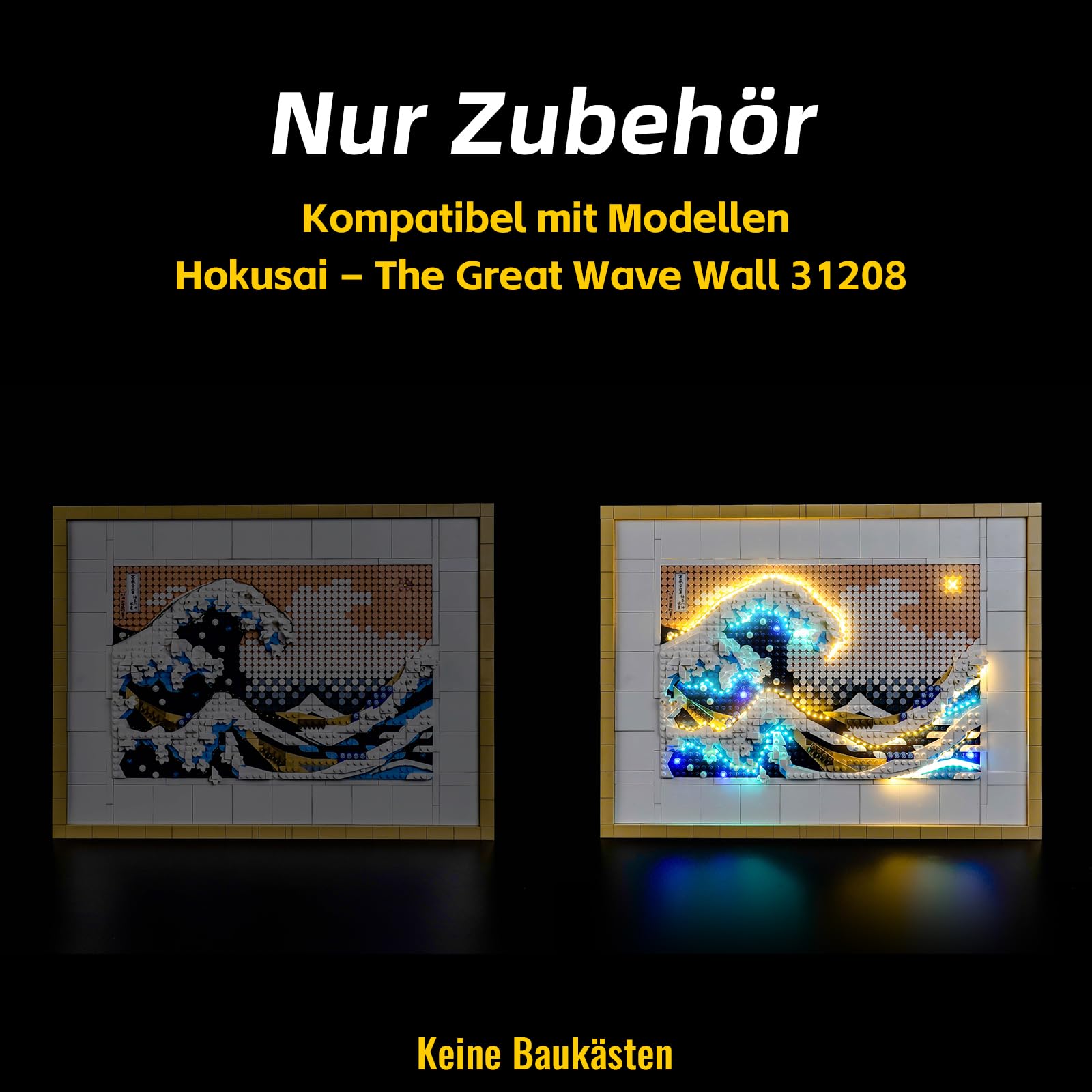 BrickBling Set di luci a LED compatibile con Lego Hokusai, The Great Wave 31208 (non modello), set di illuminazione decorativa compatibile con Lego Hokusai, giocattolo creativo The Great Wave - 3
