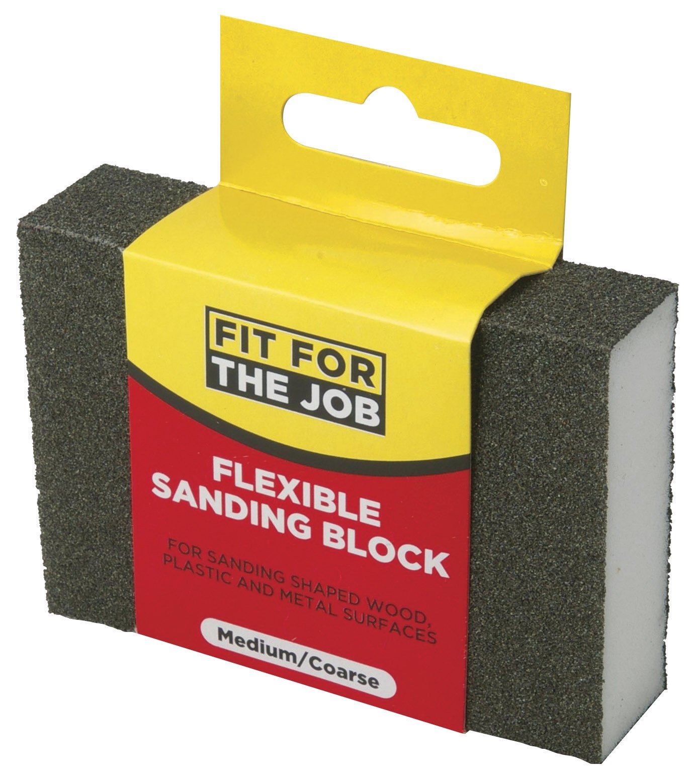 Fit For The Job Medium/Coarse Grade Flexible Reusable Sanding Block for Sanding Wood, Furniture, Metal, Plaster For Home Improvement, Decorating and More