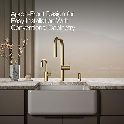 Vista 238 de Kohler Fregadero de la granja Kohler Whitehaven, Frente al delantal altos, K-6489-0, Blanco