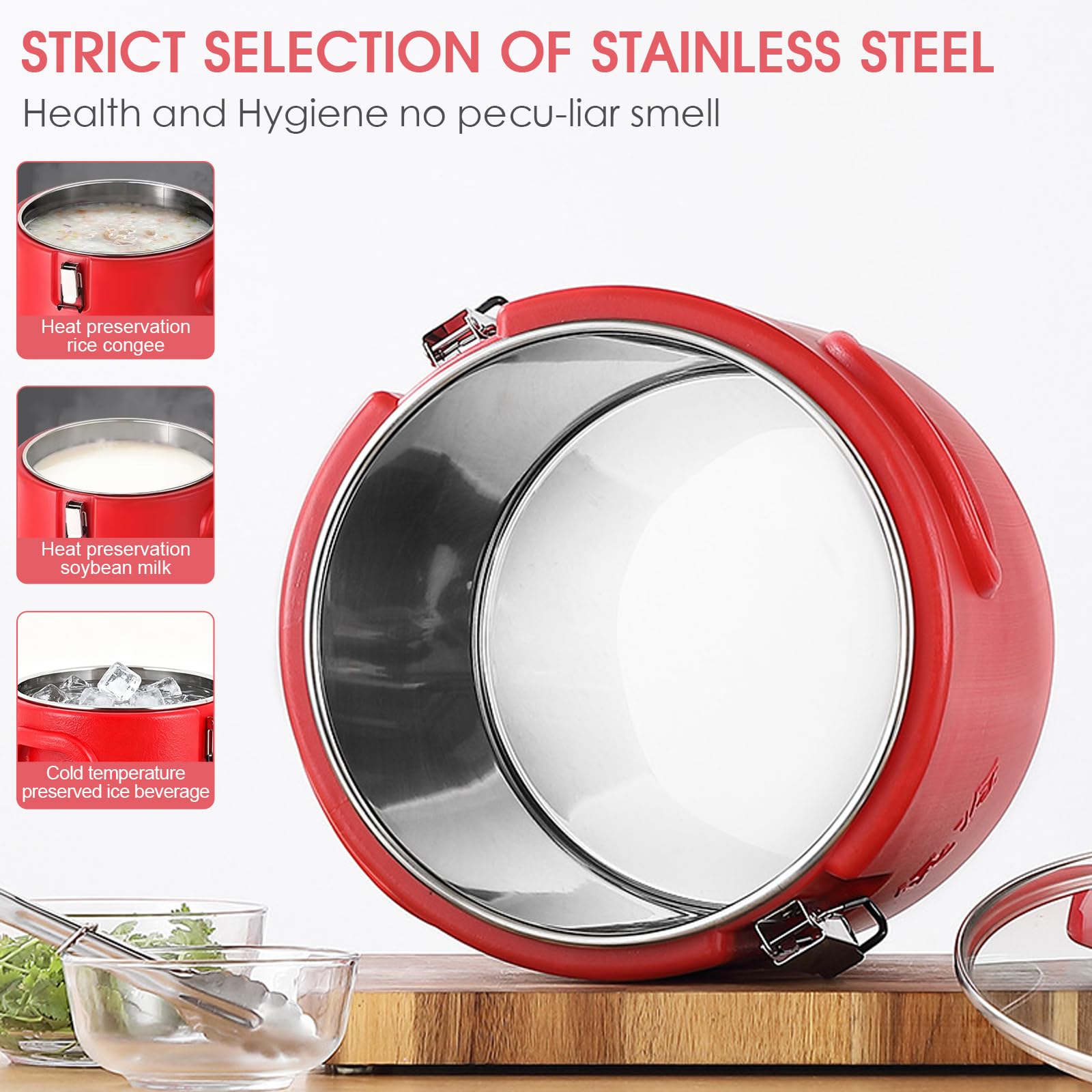 Contenitore termico per zuppe da 10 l, in acciaio inox 304, per alimenti caldi o freddi, refrigerante per tè e caffè caldi, succhi di frutta, acqua, latte freddo (10 l)