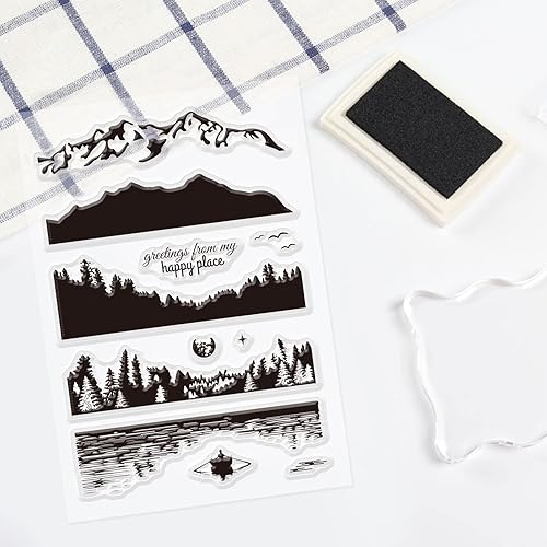 Miniatura 10 de GLOBLELAND Sellos transparentes de paisaje de montañas, estilo bohemio, para ventana, paisaje, de silicona, para manualidades, álbumes de recortes,