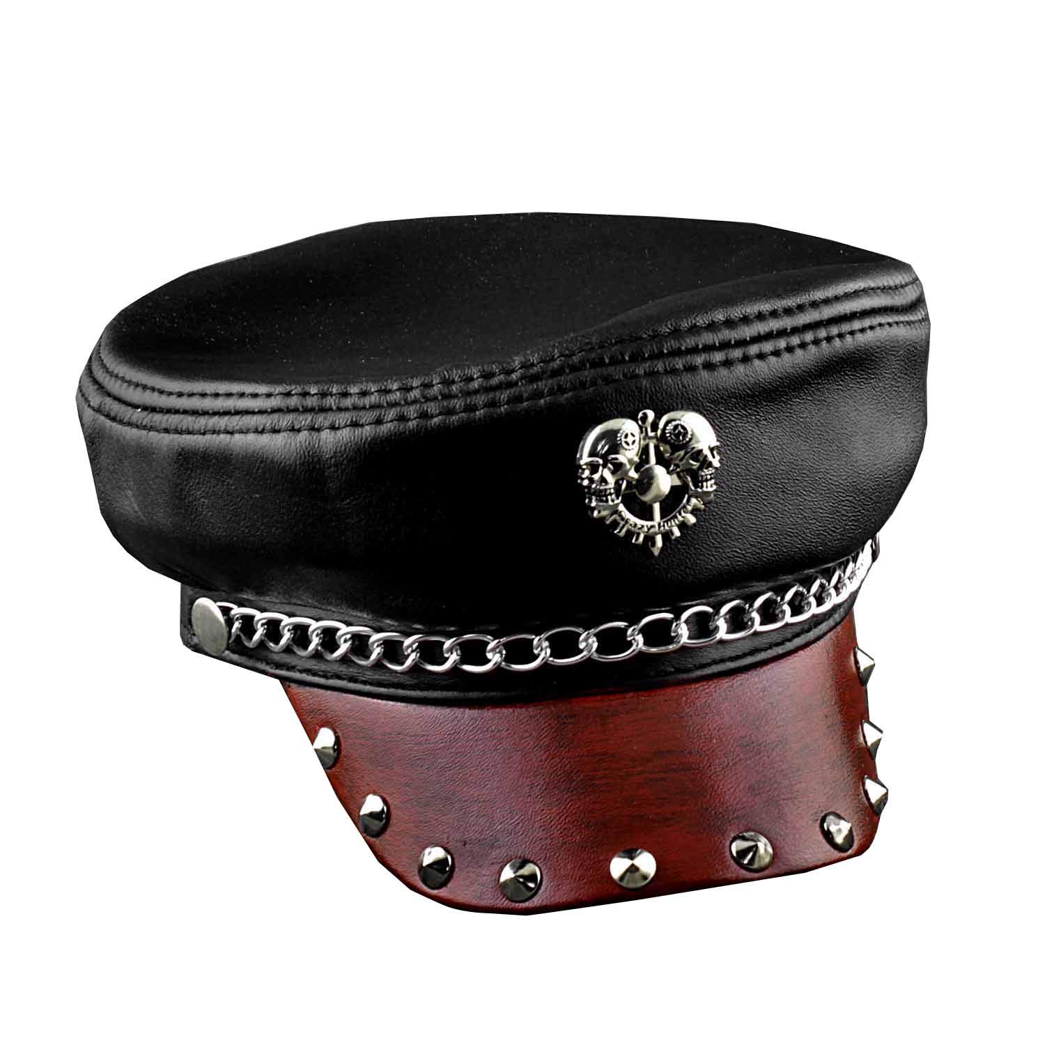 vogueteen Cool! Studded Skull Mens Womens Unisex Genuine Leather Biker ...