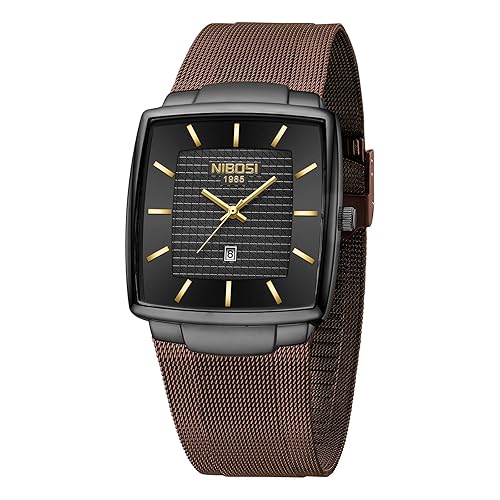 NIBOSI Orologi da uomo Orologi analogici quadrati al quarzo in