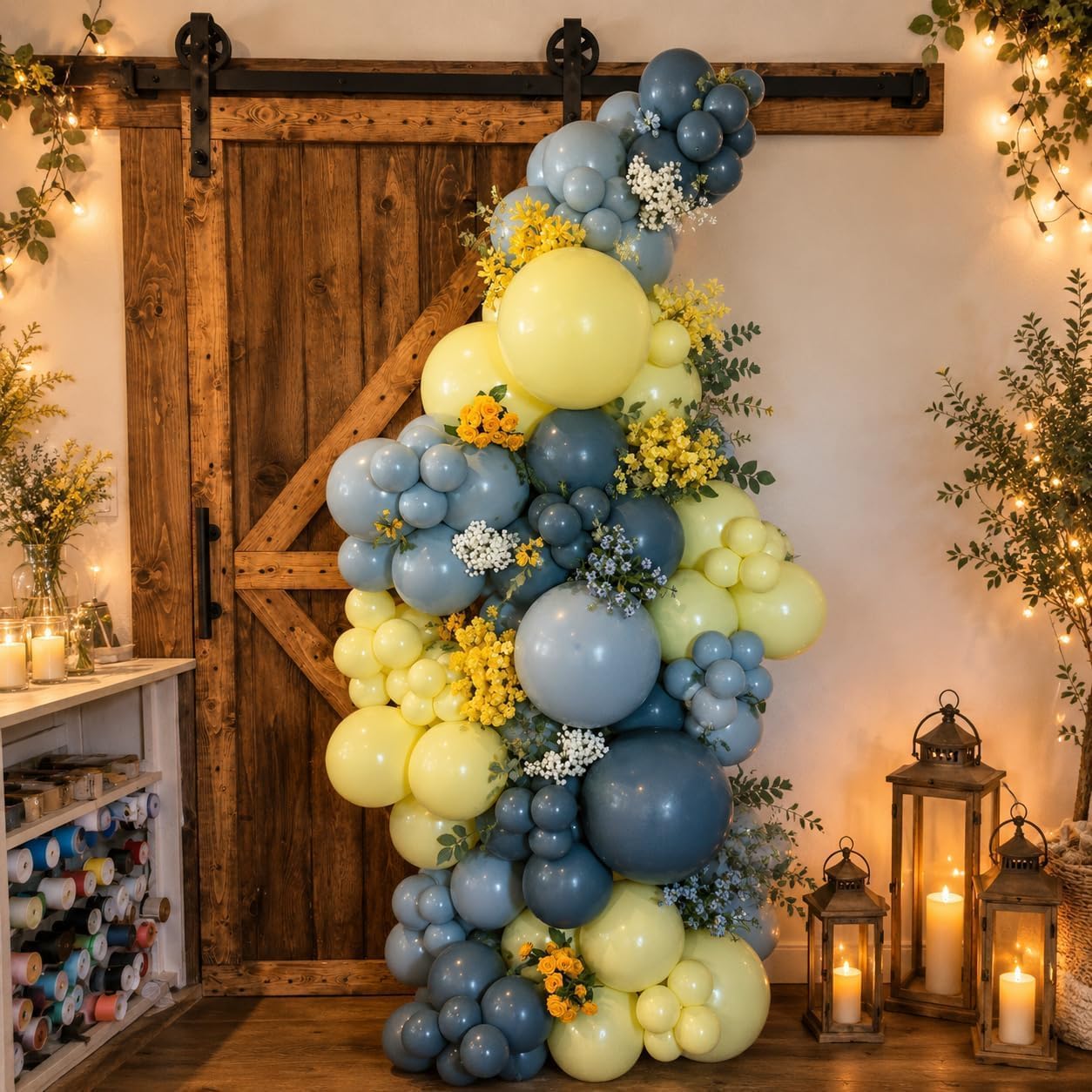 Staubblaue und gelbe Luftballons, 30,5 cm, Schieferpastell, hellblau und gelb, Ballon für Zitrone, Brautparty, Babyparty, Amalfiküste, Junggesellinnenabschied, frisch abgestufte