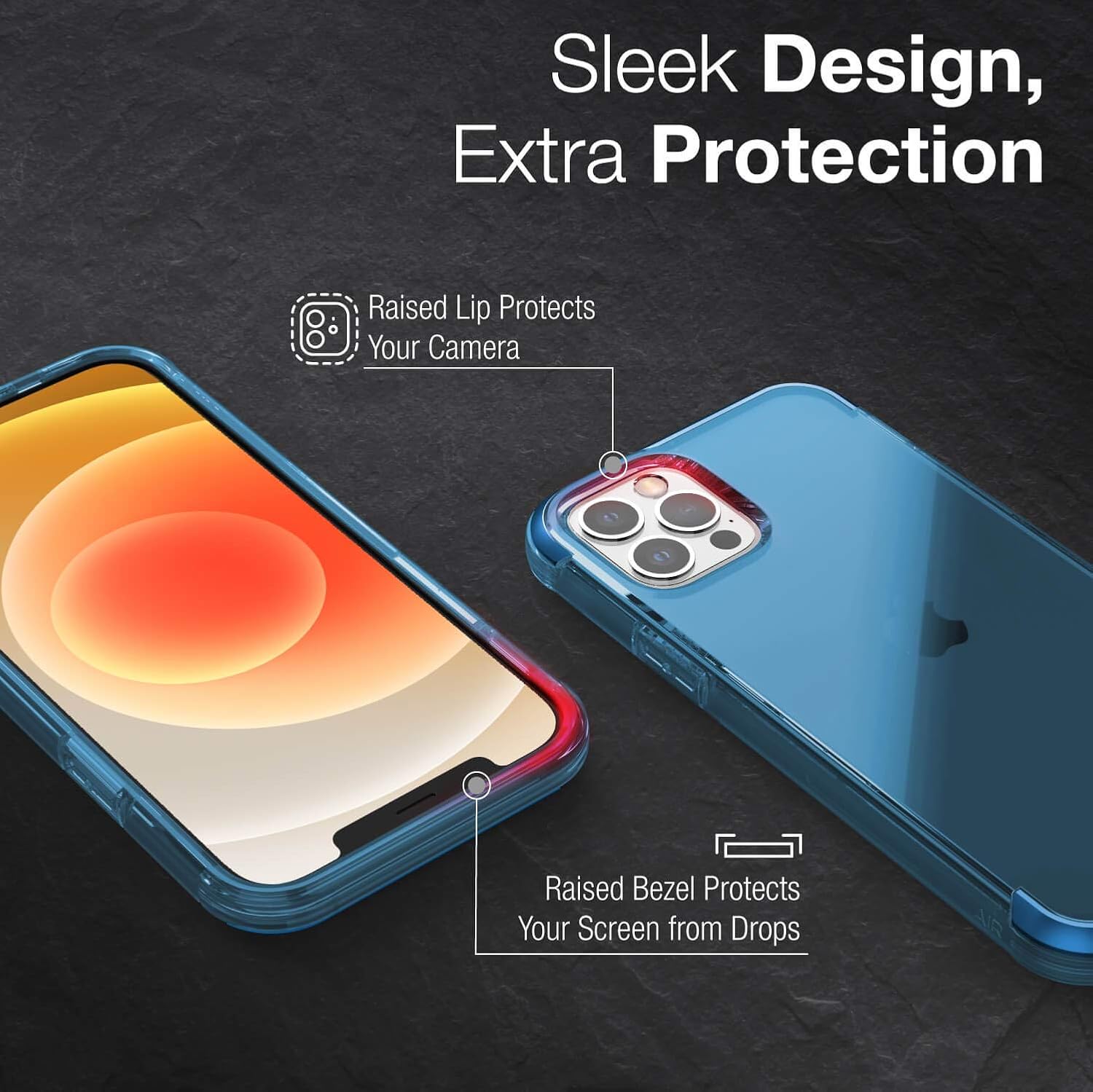 Raptic Air Case Compatible with iPhone 12 Case & iPhone 12 Pro Case, Scratch Resistant, Aluminum Metal Bumper, Wireless Charging, 13ft Drop Protection, Fits iPhone 12 & iPhone 12 Pro, Blue