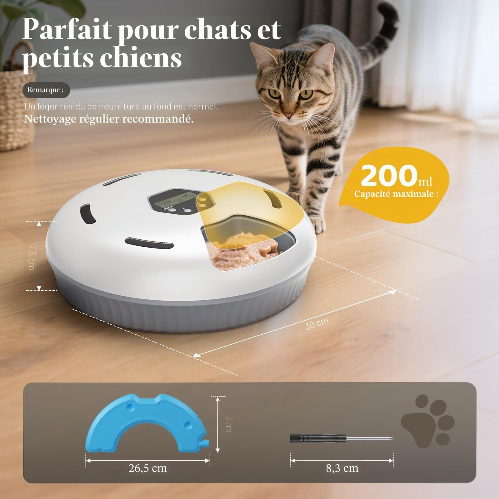 Zyncove Distributeur Automatique de Nourriture Humide pour Chat avec Refroidissement : Distributeur Automatique Humide pour Chats, Alimentation Automatique pour Chats à Piles – 6 Repas pour Animaux