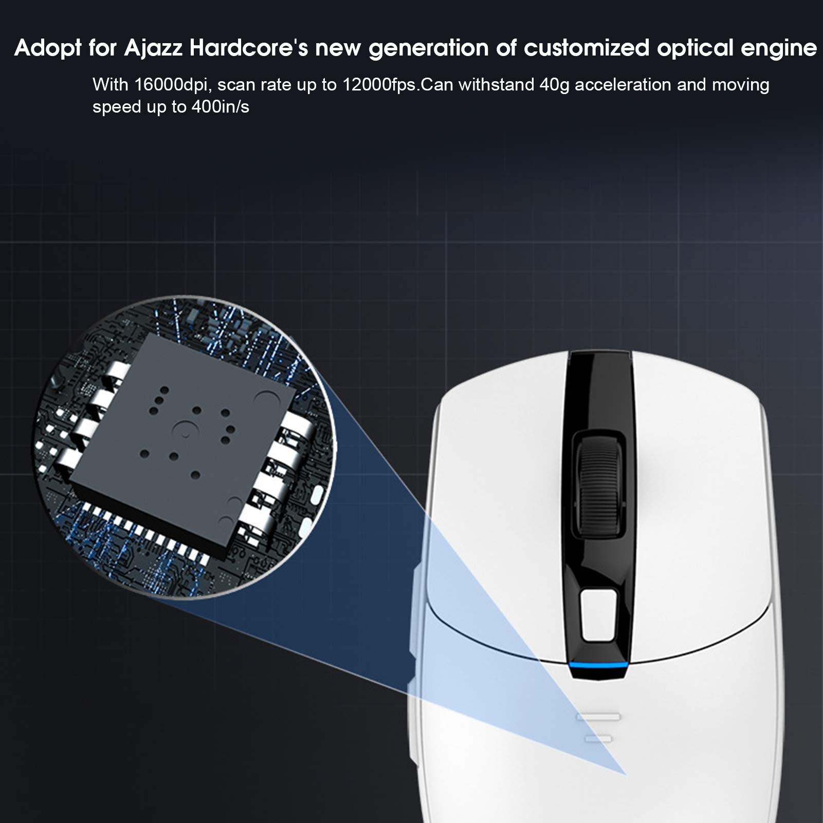 Ausla I303 Pro 2.4G Wireless Gaming Mouse, 16000 DPI (WHITE)