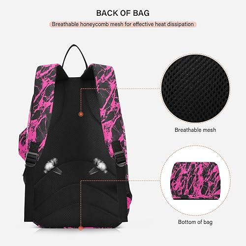 Miniatura 4 de Bolsas de raqueta de tenis de bádminton con textura de mármol irregular, color negro y rosa, con capacidad para 2 raquetas para tenis, bádminton,