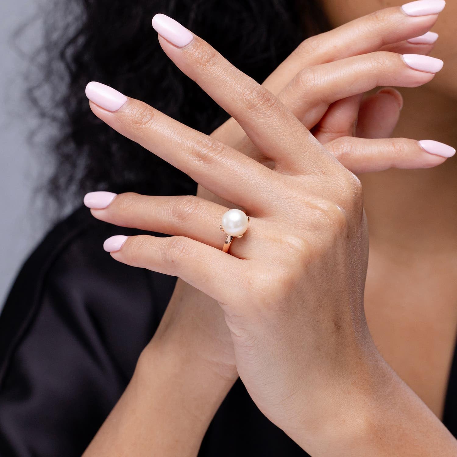 Angara Freshwater Pearl Solitaire Ring for Women | Round Freshwater Cultured Pearl Solitaire Ring in 14K Solid Gold/Silver | June Birthday, Anniversary, Gemstone Jewellery Gift