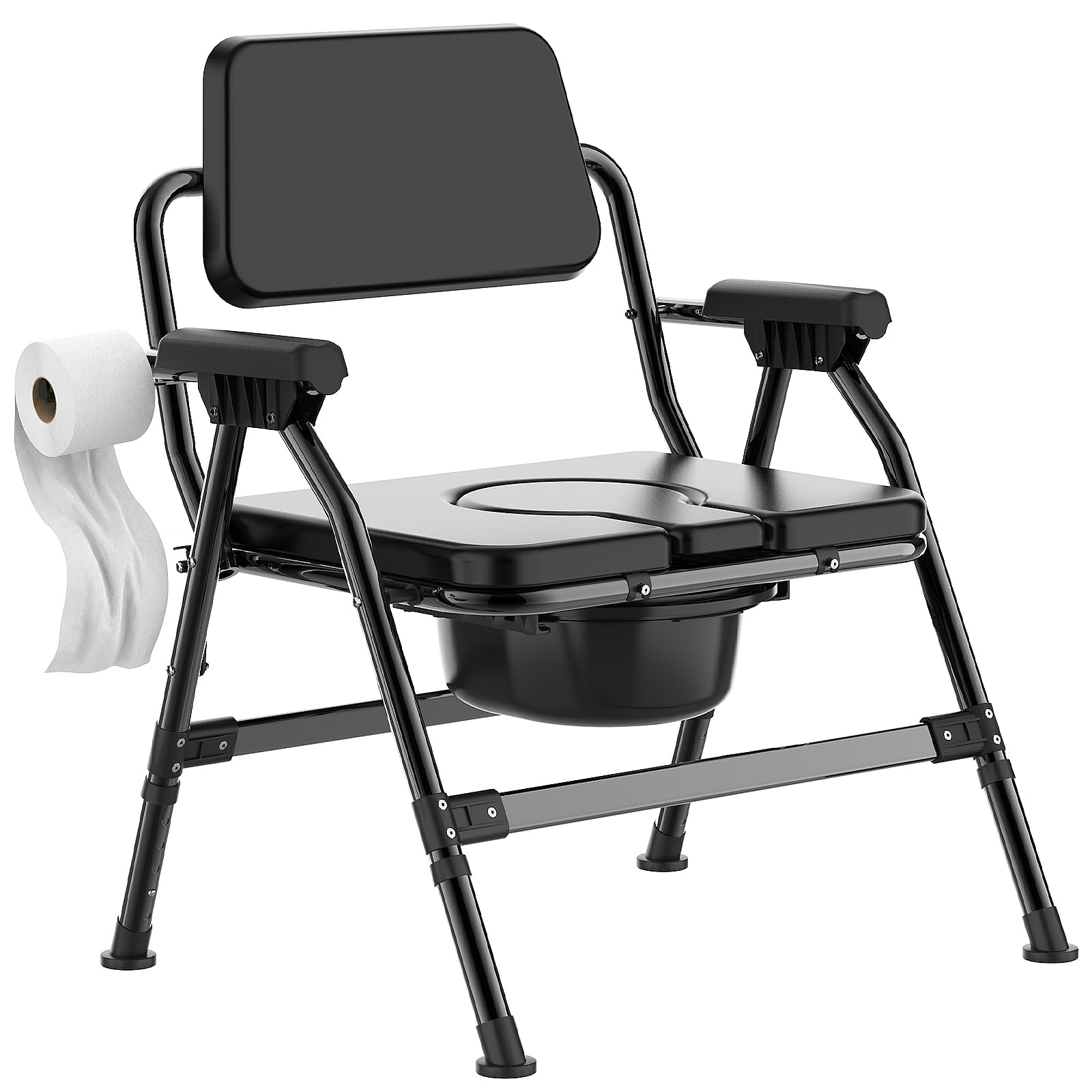 Folding Bedside Commode Chair - Portable Toilet for Seniors -8