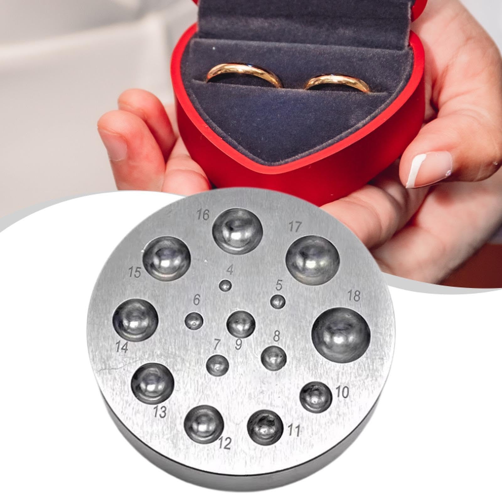 Harilla Dapping Doming Block Set in Acciaio per Formatura Metallo Utensili per Gioiellieri Set di Punzoni Accessori per Modellatura Artigianale Materiale Resi, 15 Buche