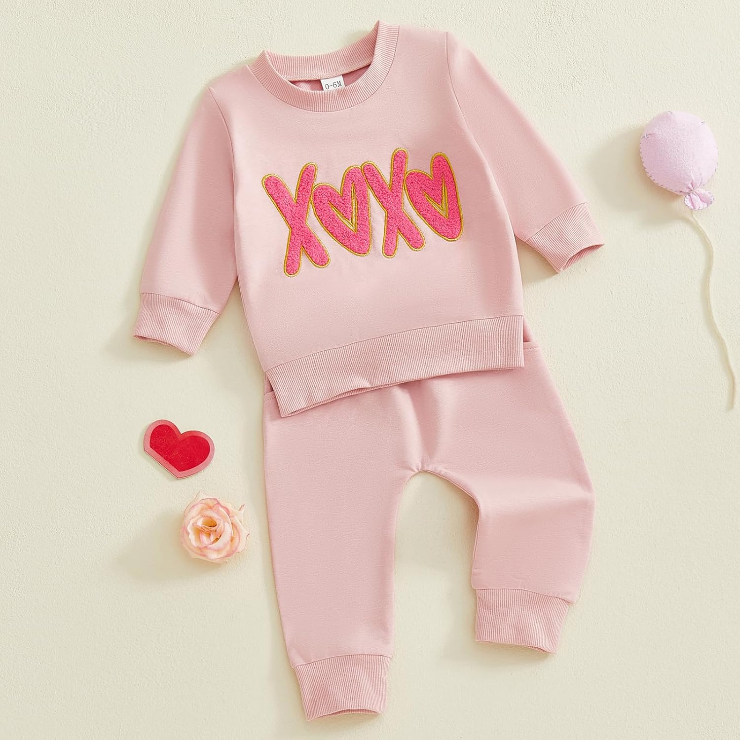 Toddler Girl Valentines Day Outfit Waffle Heart Sweatshirt Pants Set Baby Girls Spring Pullover Top Jogger Clothes - Image 5