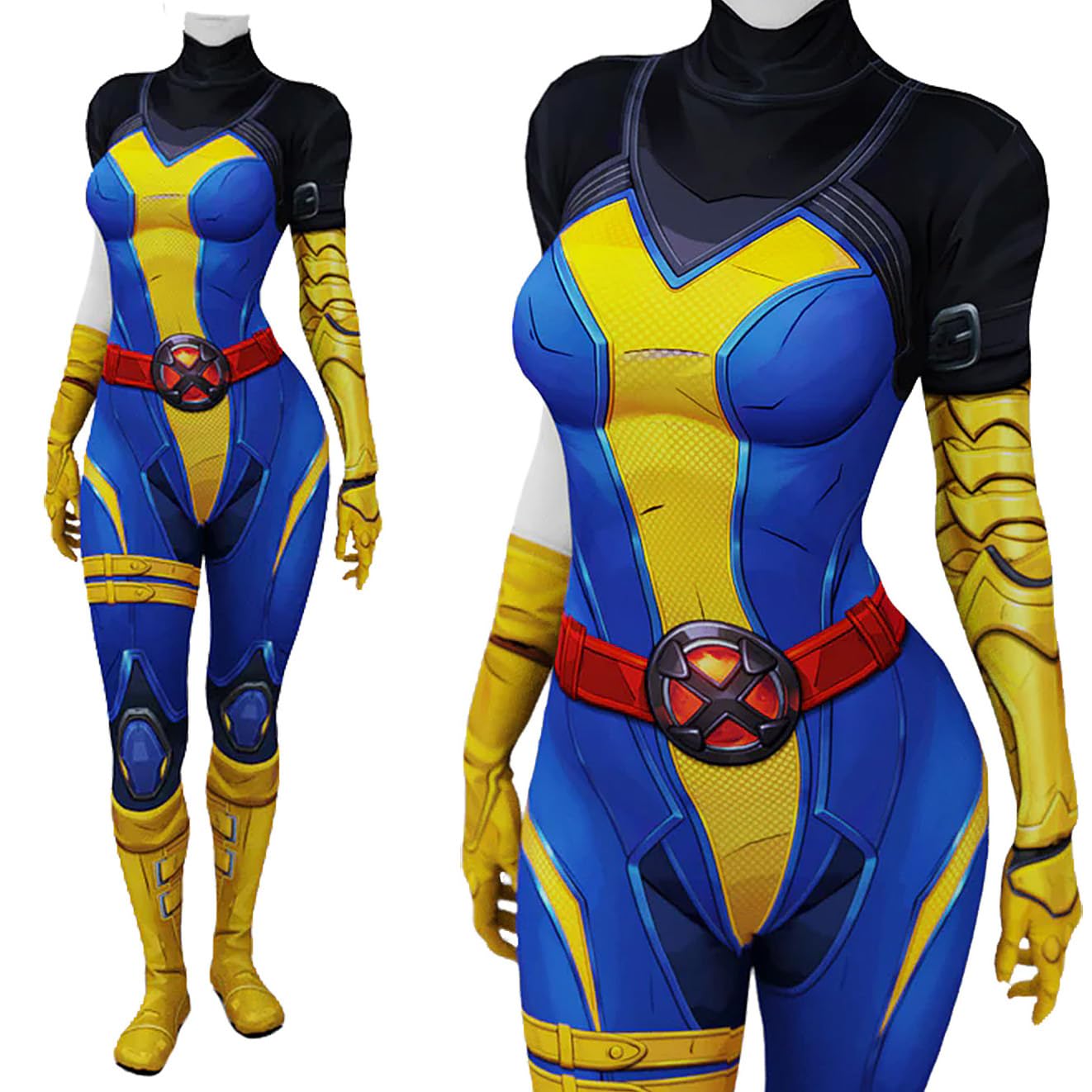 Yragemz Adult Phoenix Cosplay Jumpsuit robe Women Human Torch Costume Bodysuit Cape Cloack for Halloween: Blue X-Large
