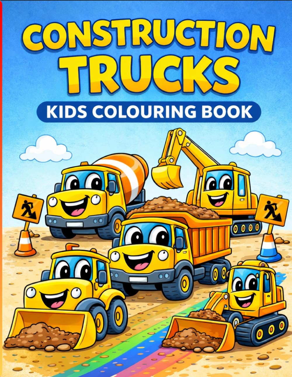 Construction Trucks Coloring Book for Kids Ages 3–6: Fun and Easy Coloring Pages with Bulldozers, Excavators, Dump Trucks, Cement Mixers, and More