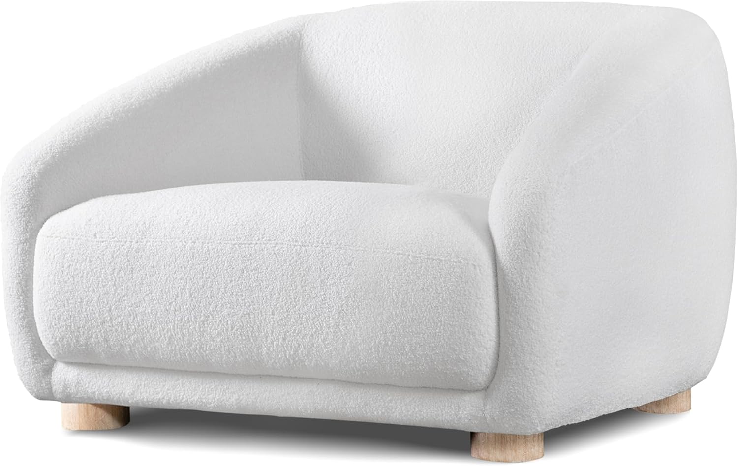Furniture of America Amara Modern Boucle Arm Chair with Sloped Armrests and High Density Foam, Wooden Comfortable Couch for Living Room, Office, Oeko TEX Certified, White