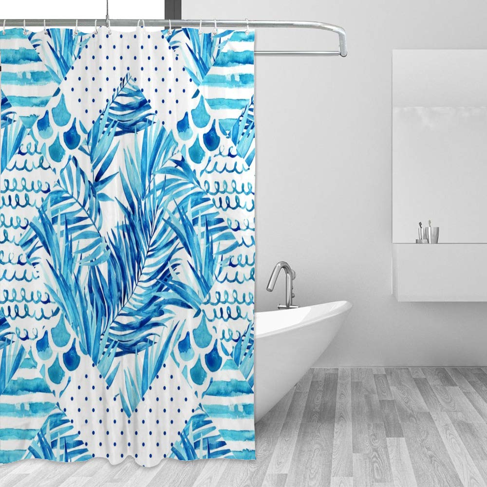 Rideau de douche anti-moisissure en polyester imperméable bleu