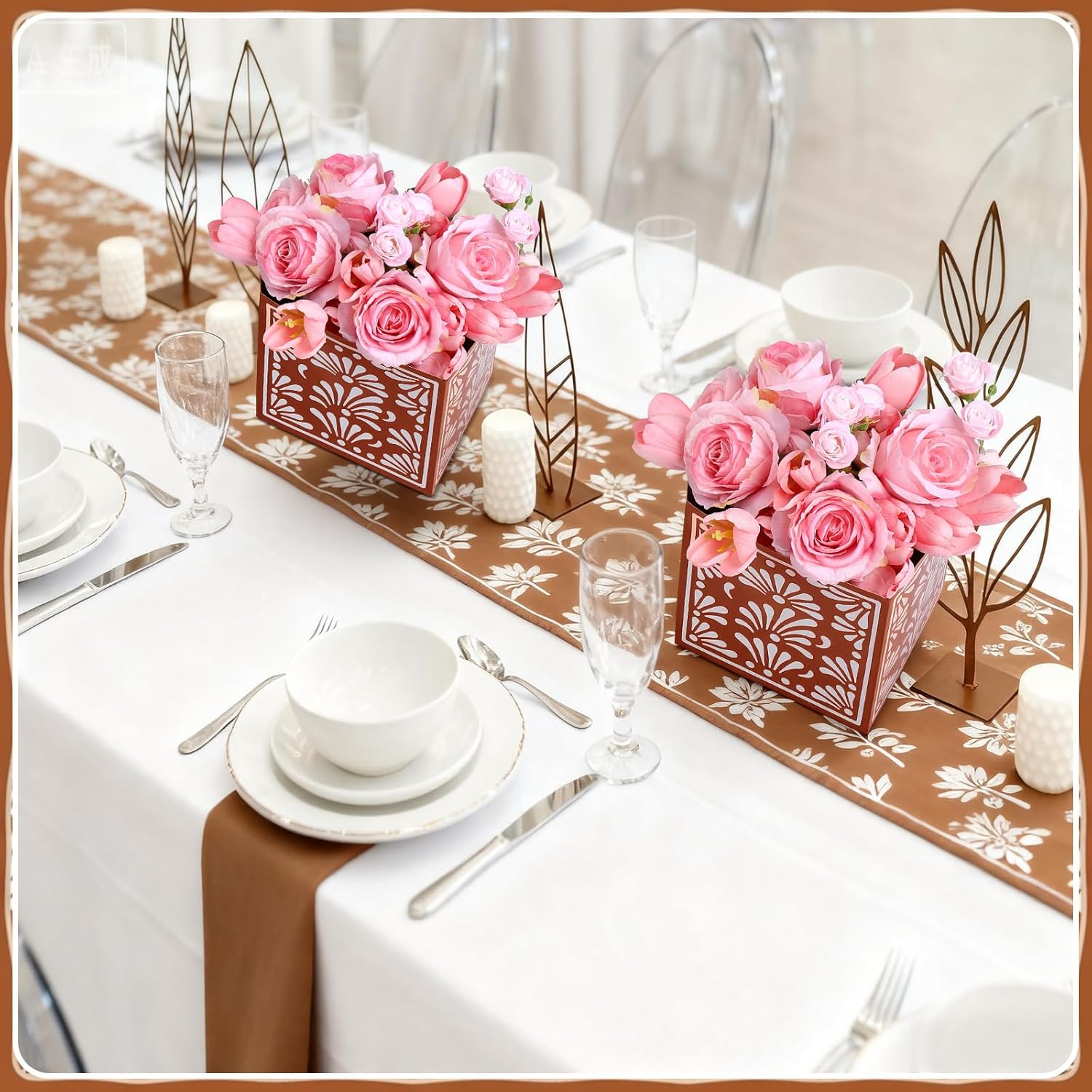 6 Pcs Platos De Barro Mexican Flower Boxes Mexicanos Cielito Lindo Party Centerpiece Decoration Mexican Paper Gift Boxes Flower Vase Terracotta Clay Pottery for Cinco De Mayo Table Party