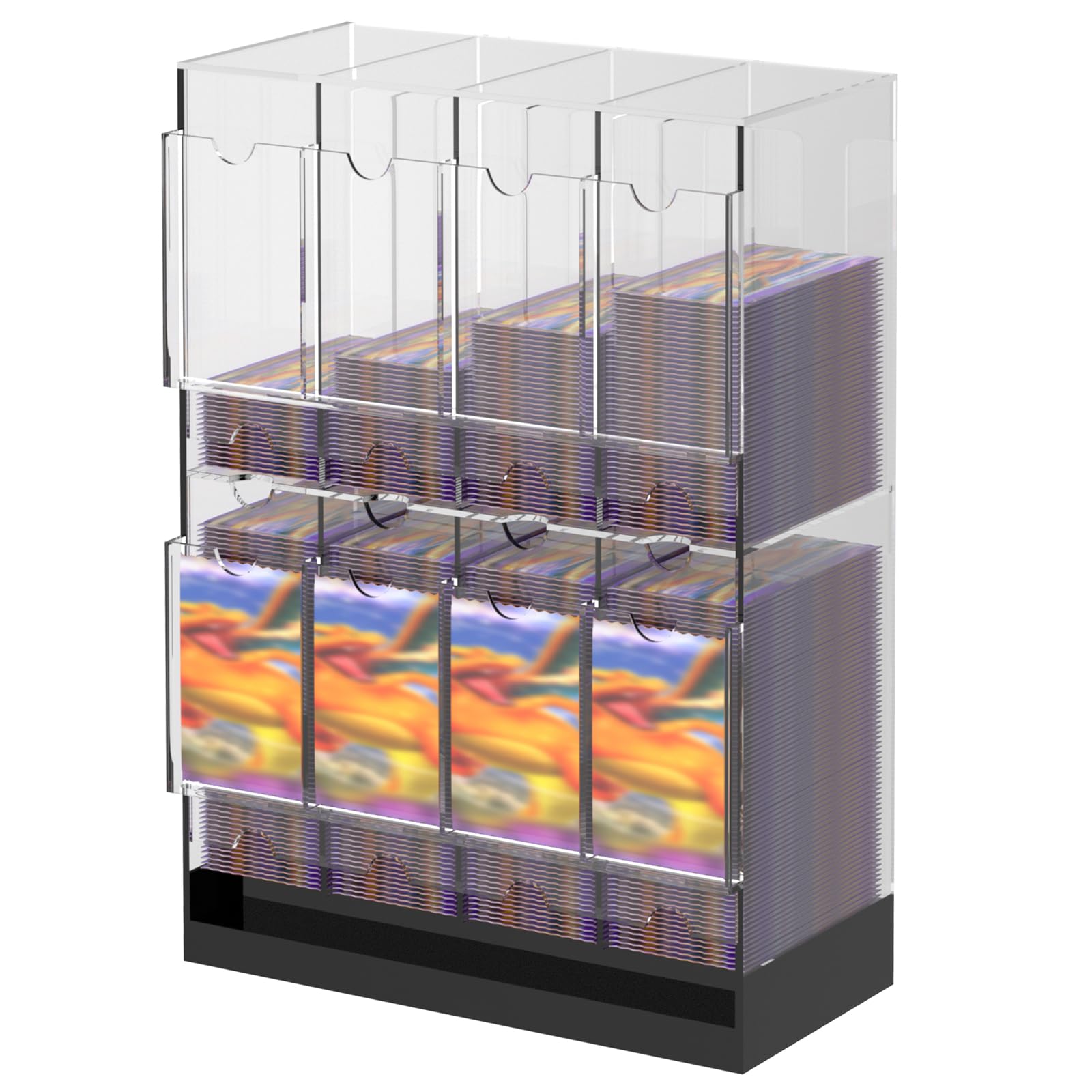Photo 1 of 8-Slot Clear Acrylic Booster Pack Dispenser, Card Organizer with Black Base, Fits 280+ Booster Packs, 4mm Thick Display Holders for Sports, Trading Collector Cards