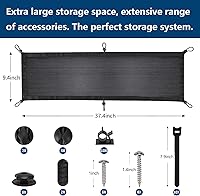 Vista 2 de WurdeWindig - Red de gestión de cables, kit de administrador de cables negro, malla flexible debajo del escritorio, organización de cables