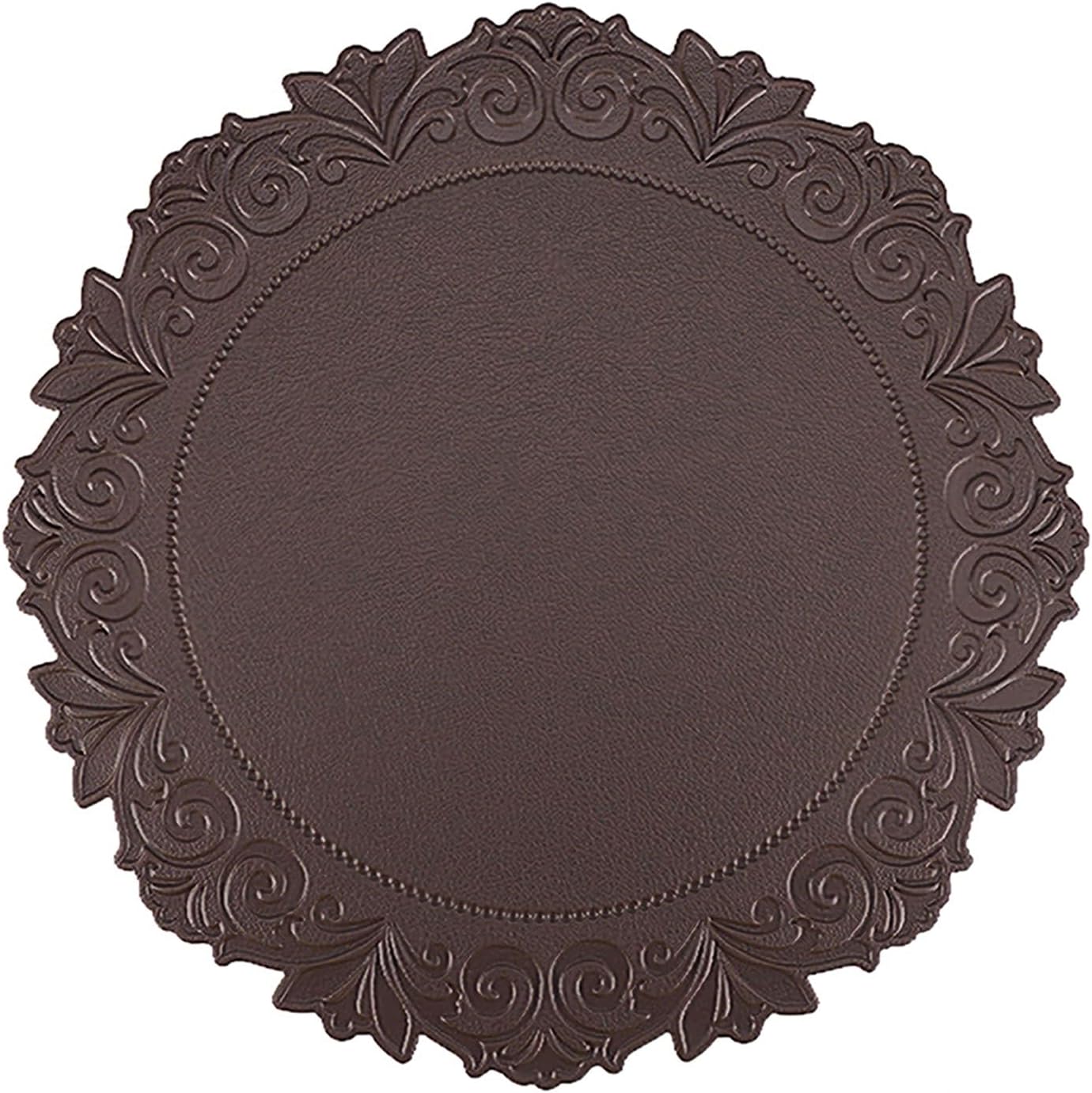 6 PCS Faux Leather Placemats Set Heat Resistant Non-Slip Easy Wipe-Clean Stylish Practical Table Mats with Embossed Patterns for Everyday Dining Special Occasions