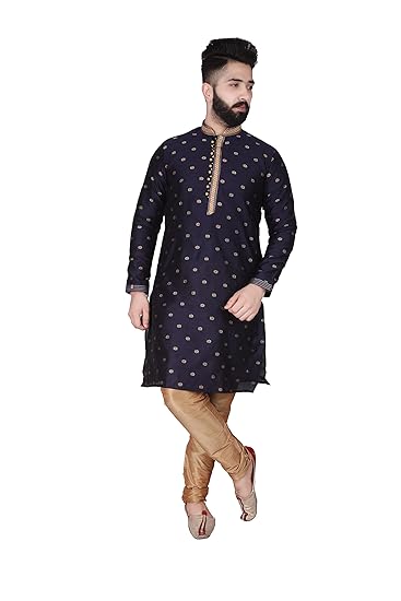 Men's Silk Printed Kurta & Churidar Pyjama Set