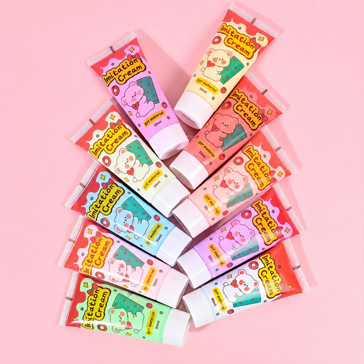 BOLT BEE Simulation Whipped Cream Glue Set | 10 PCS x 50g DIY Craft Cream Glue for Phone Case Decoration, Scrapbooking, Resin Art, Slime Crafts & Handmade Projects | Assorted Colors-image-35