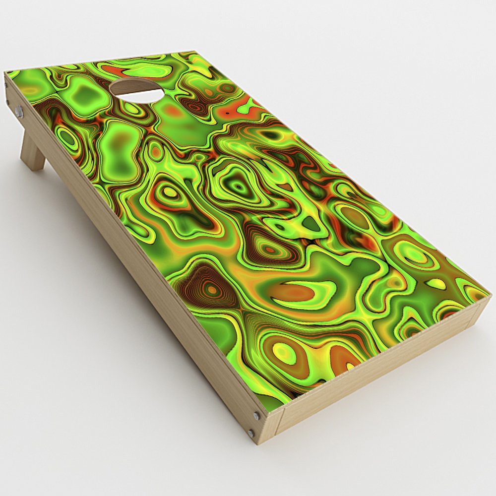 Skin Decal Vinyl Wrap for Cornhole Game Board Bag Toss (2xpcs.) Skins Stickers Cover/Green Glass Trippy Psychedelic