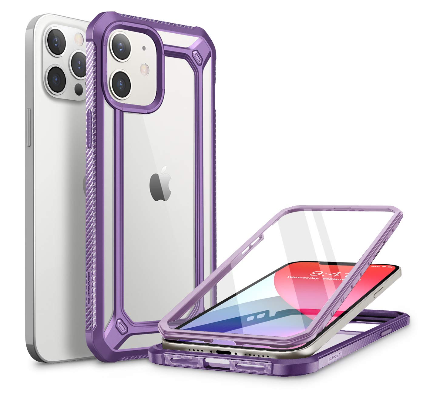 SUPCASE Unicorn Beetle EXO Pro Series Case for iPhone 12 / iPhone 12 Pro (2020 Release) 6.1 Inch, with Built-in Screen Protector Premium Hybrid Protective Clear Bumper Case (Purple)