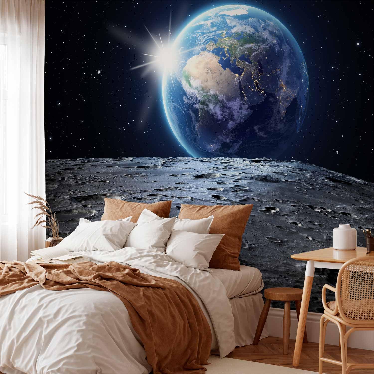 murando Fotomurales 350x256 cm XXL Papel pintado tejido no tejido Decoración de Pared decorativos Murales moderna de Diseno Fotográfico cosmos luna terra f-A-0274-a-a
