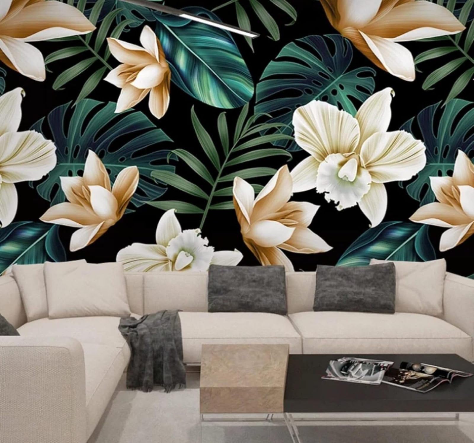 Xlming 400Cm×280Cm(B×H) Fresh Three Dimensional Pastoral Floral Banana Leaves 3D Wallpaper Luxury Home Dining Decor Paste Sofa Living Room The Wall For Bedroom Mural-400Cm×280Cm
