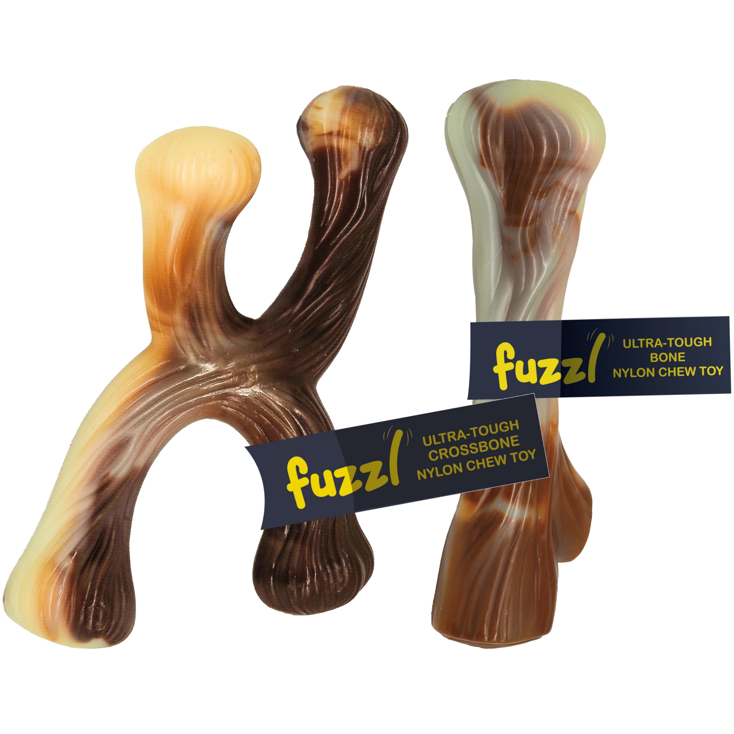 Fuzzl Ultra Tough Nylon Dog Chew Toy - Crossbone and Bone Beef Flavour for Extreme Chewers - Long Lasting Bone for Aggressive Chewers - Strong Puppy Toys — image 1