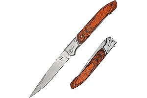 12" Large Push Button Lock Pocket Knife with Slide Safety Lock: The...