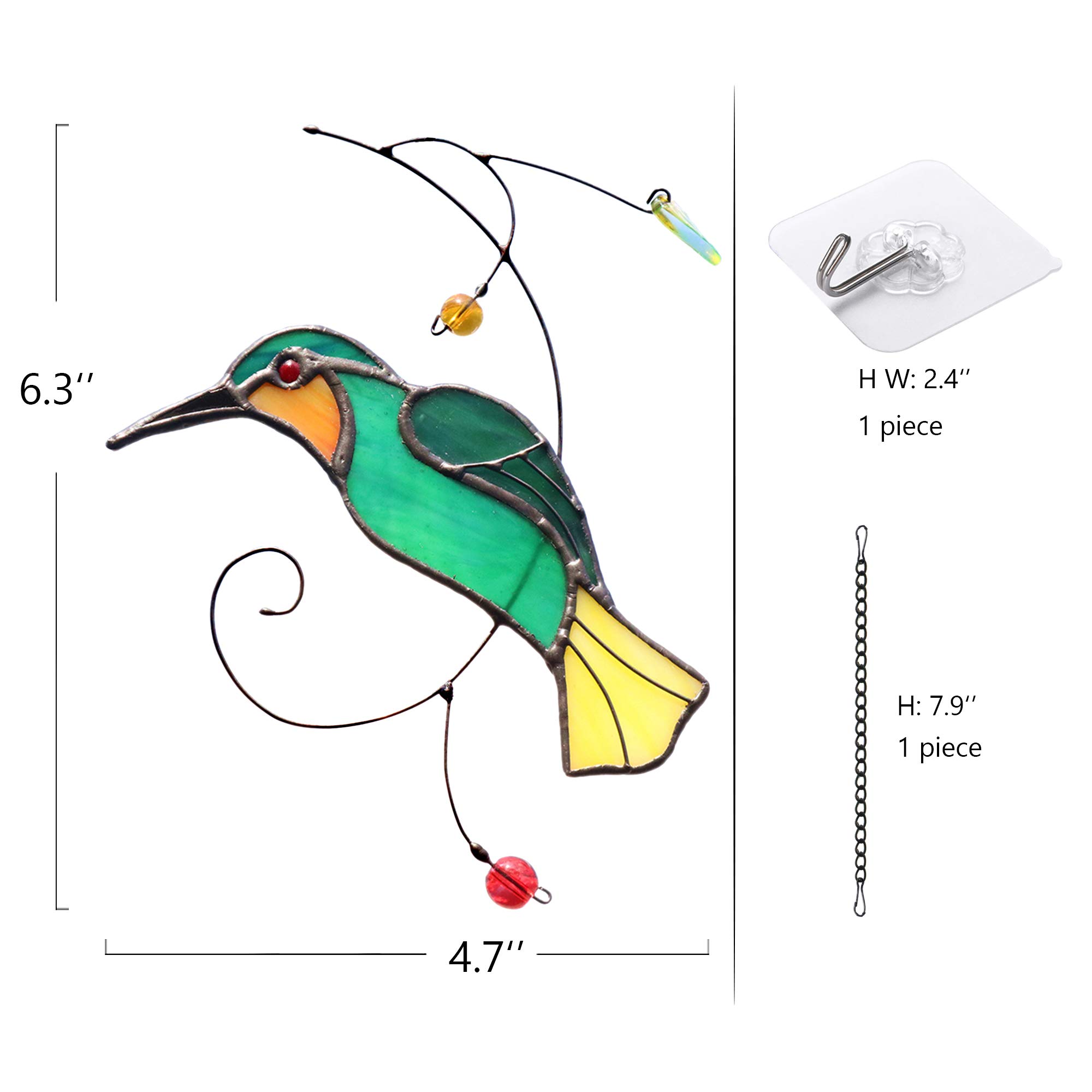 Opohaome Kolibri Buntglas Fensterbehang – 25,4x38,1 Cm, Handbemalt, Mit Saugnapf, Sonnenfänger Für Fenster