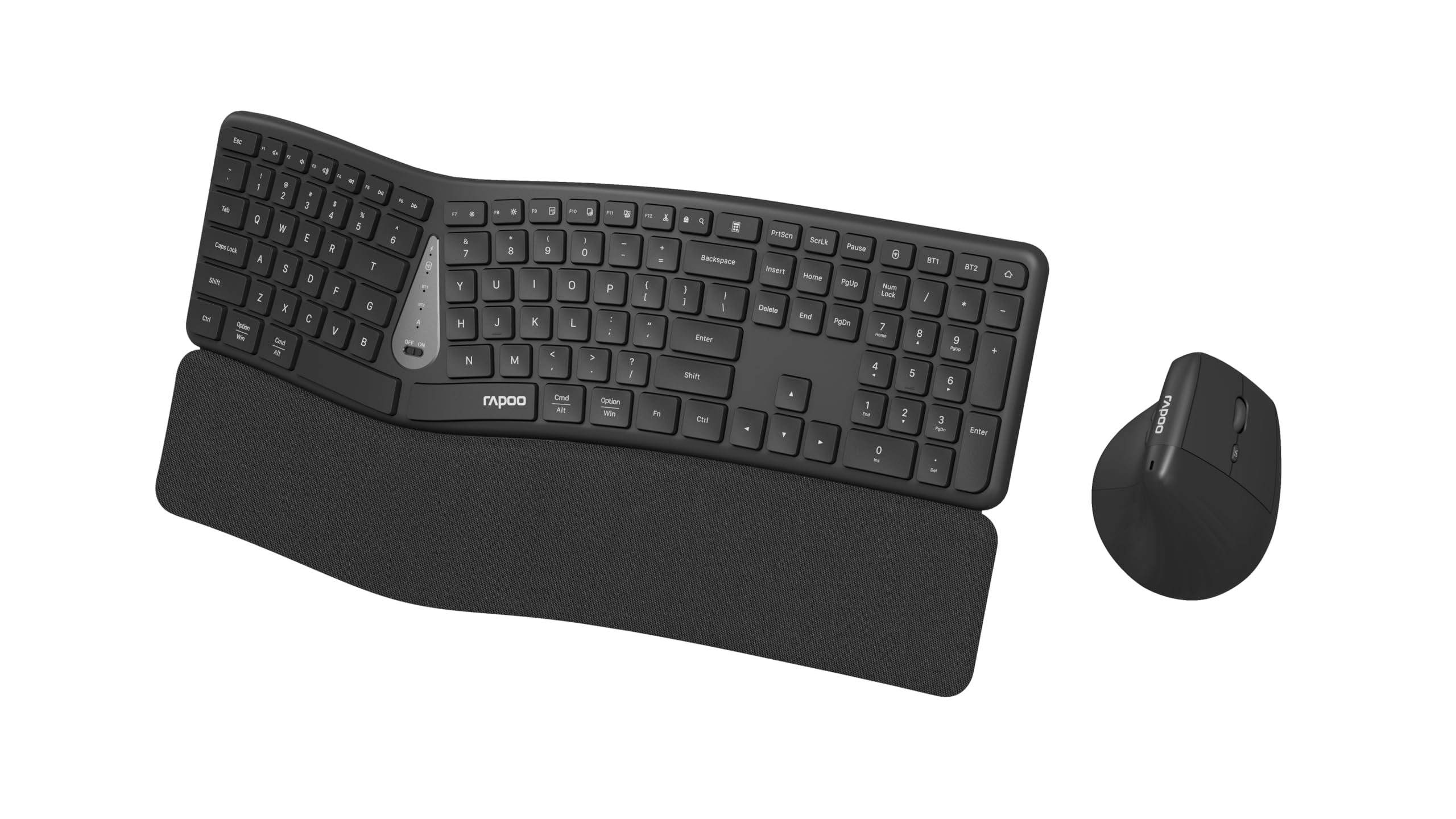 Rapoo I Teclado y ratón inalámbrico QWERTY español, Ergonómico, Negro | Ratón silencioso, 2,4 GHz y Bluetooth, 1600 dpi, Pilas)