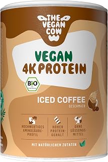 Vegan 4K Protein - Iced Coffee | Bio-Proteinpulver | 21g Protein pro Portion | 300g | ohne Süßungsmittel | 100% natürliche Zutaten | ohne Allergene