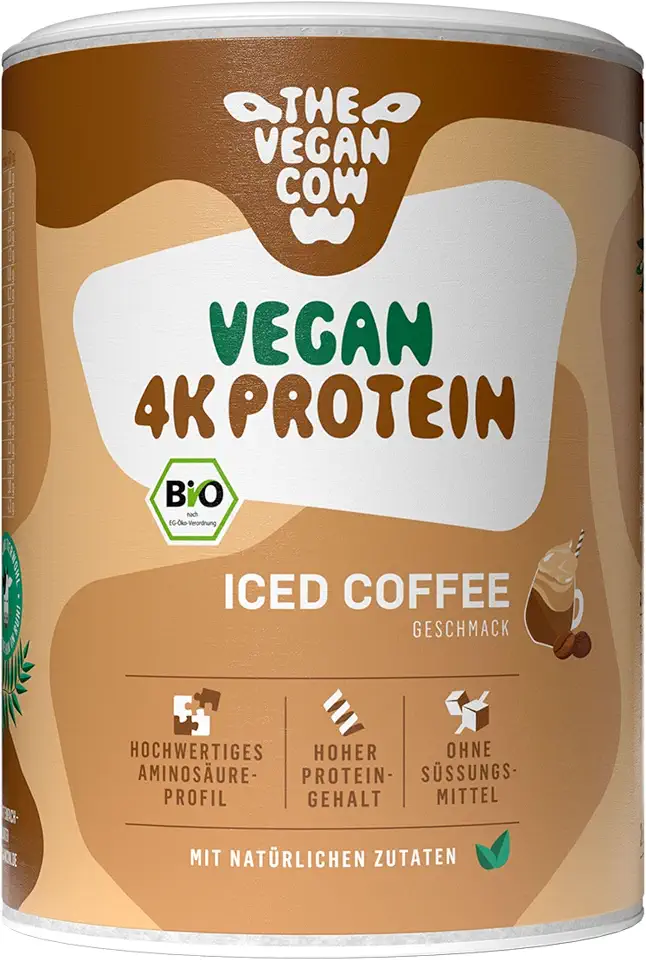 Vegan 4K Protein - Iced Coffee | Bio-Proteinpulver | 21g Protein pro Portion | 300g | ohne Süßungsmittel | 100% natürliche Zutaten | ohne Allergene
