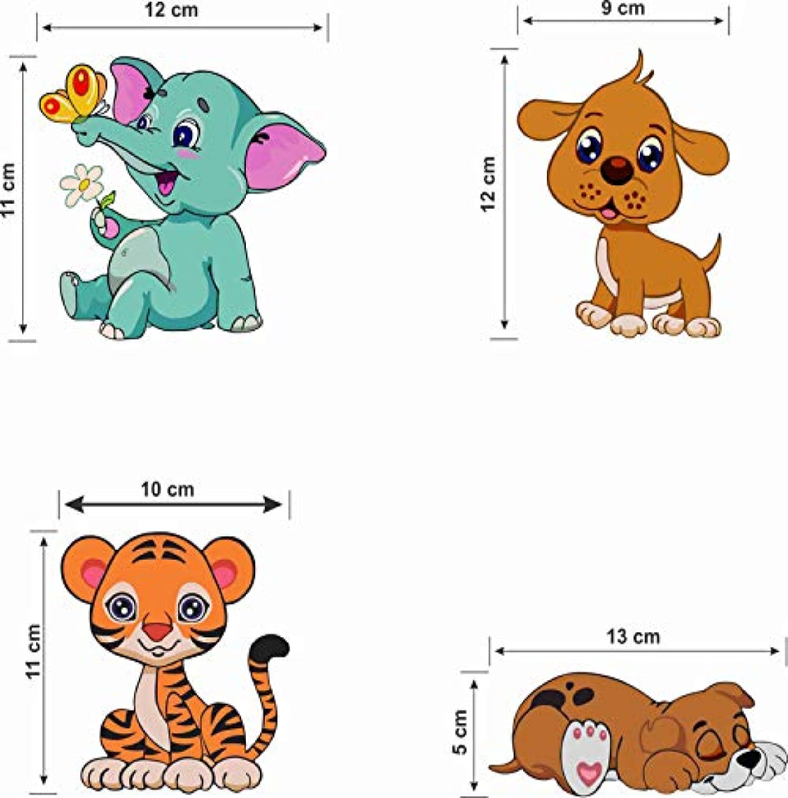Byte Shop Self Adhesive Wall Sticker Small Switch Board/Penal Decorative Colorful Wall Decal Sticker of Cartoon Dog Elephant and Tiger (PVC Vinyl Multicolor)