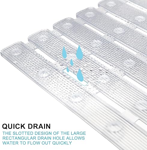 Miniatura 7 de Linoows Tapete de ducha antideslizante para bañera y ducha, lavable a máquina, con ventosas y orificios de drenaje, accesorios de baño suaves, 27.5