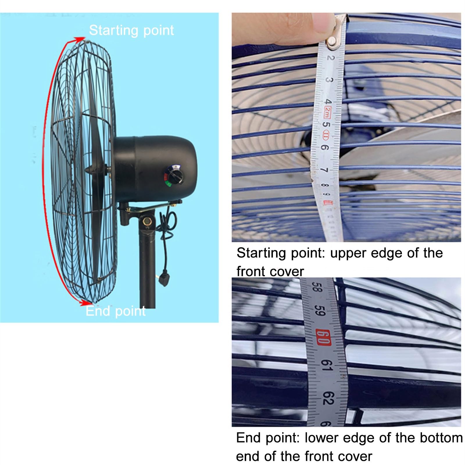2pcs Industriale Grande Copriventilatore Antipolvere da Pavimento/da Parete Copertura Protettiva per Ventilatore, Tessuto Non Tessuto Elastico Coulisse Anti-umidità(55-61cm)