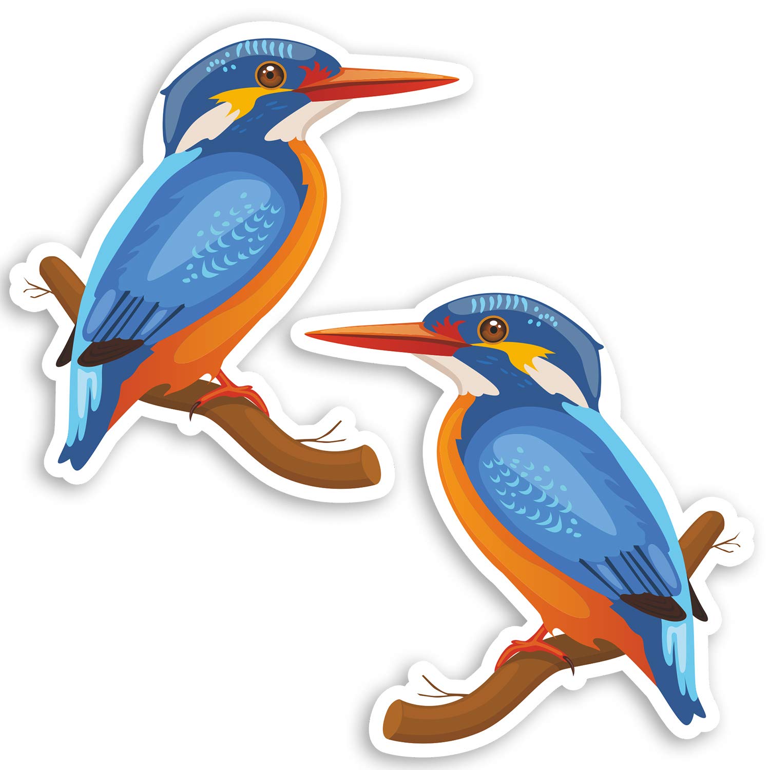 2 x 10cm Blue Kingfisher Bird Vinyl Stickers - Birds Wildlife Sticker #29055