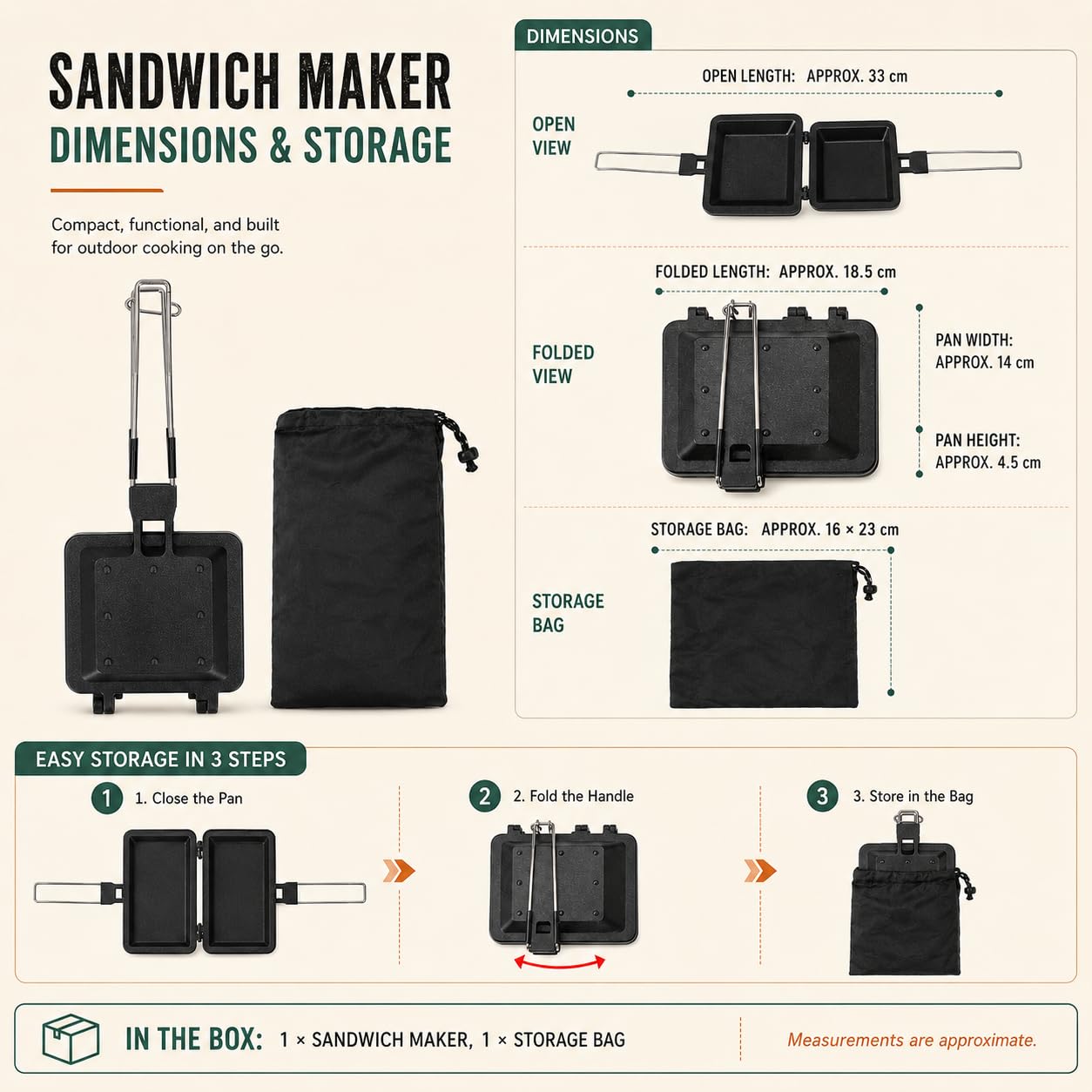 Machine à Sandwich multifonctionnelle Pliable et Portable avec revêtement antiadhésif, poêle à Pression, poêle, Grille-Pain pour la Maison, Le Camping en Plein air, la randonnée