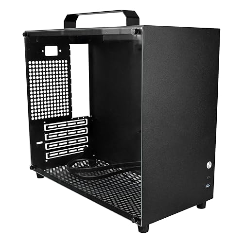 ALAMENGDA V500 Mini Portable M-ATX/ITX Computer Case, MINI-Tower CASE, Full Side Transparent Acrylic DIY Desktop Case with Handle, Support 320MM GPU Size (Black-2.0) - Acrylic Panel Black